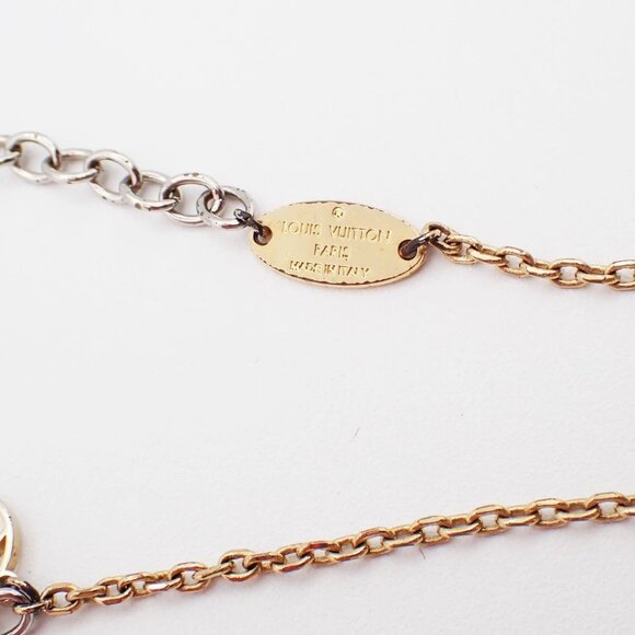 LOUIS VUITTON Logomania Chain Long Necklace Gold Silver M68074 Italy 30YH788 - Picture 3 of 11